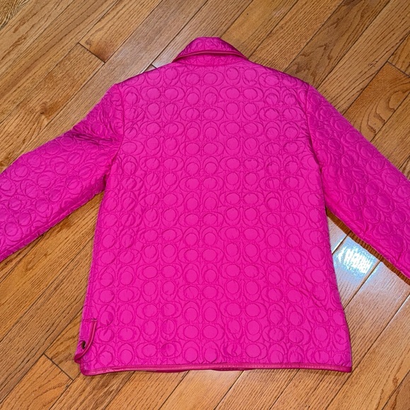 ‼️Coach Pink Logo Quilted Turnlock Leather Trim Jacket - Picture 4 of 7